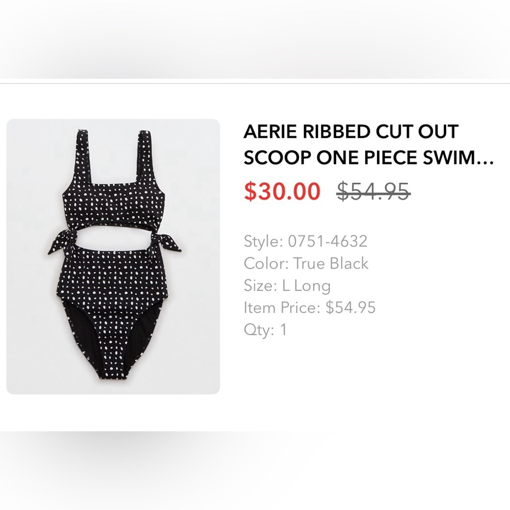 NWOT Aerie Ribbed Cut Out One-Piece Swimsuit - Sz Large Long